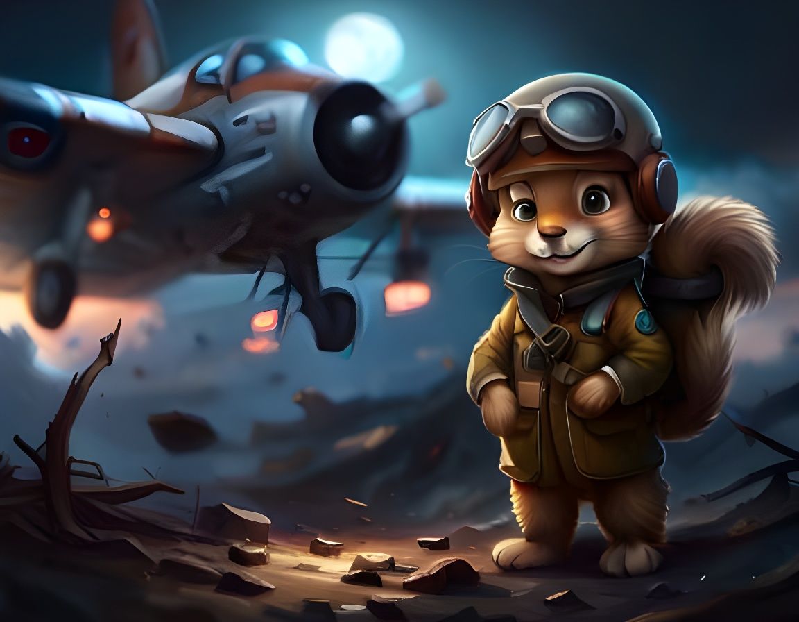 Squirrel War 2 Fighter Pilot  by @Sharonjoy
