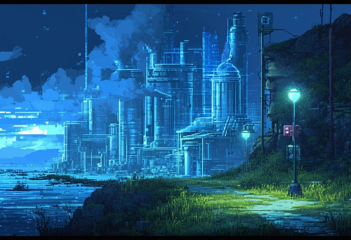 fantasy city in the distant background