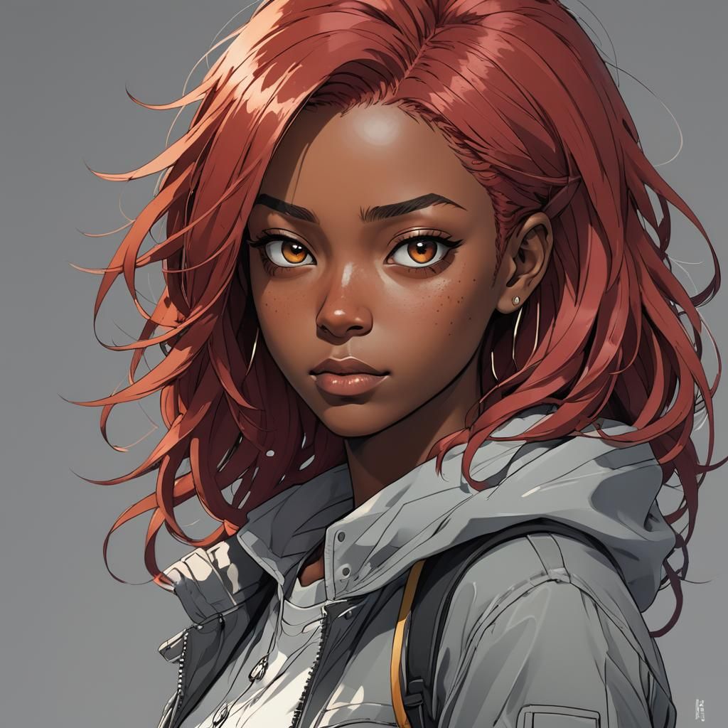 Anime Portrait of Red-Haired Girl in Studio Trigger Style