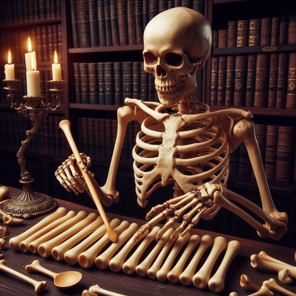 Skeleton playing the ostophone