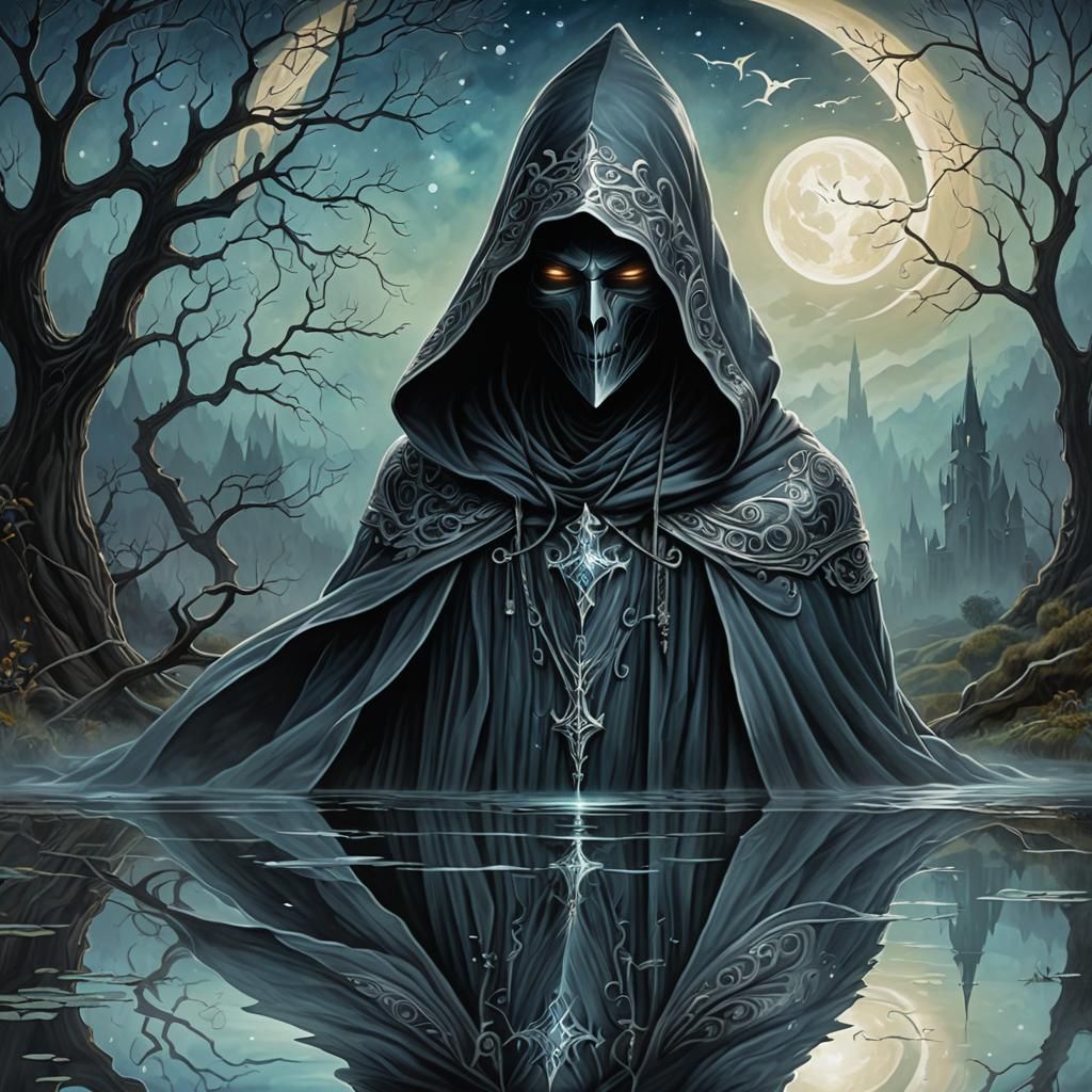 Hyperdetailed masterpiece image of a hooded ghostly Nazgul, ...