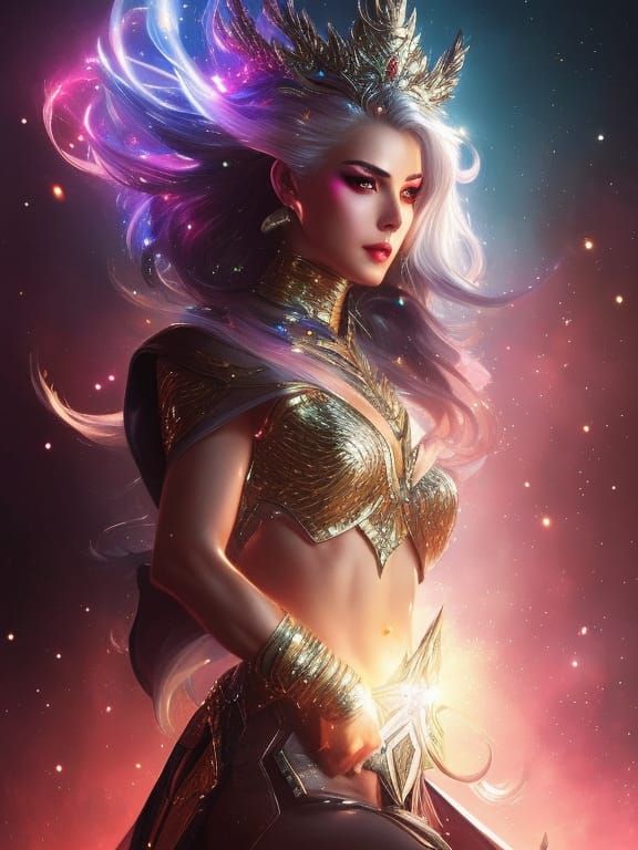 Artgerm, WLOP, Greg Rutkowski; Beautiful Glittery Dark Magic...