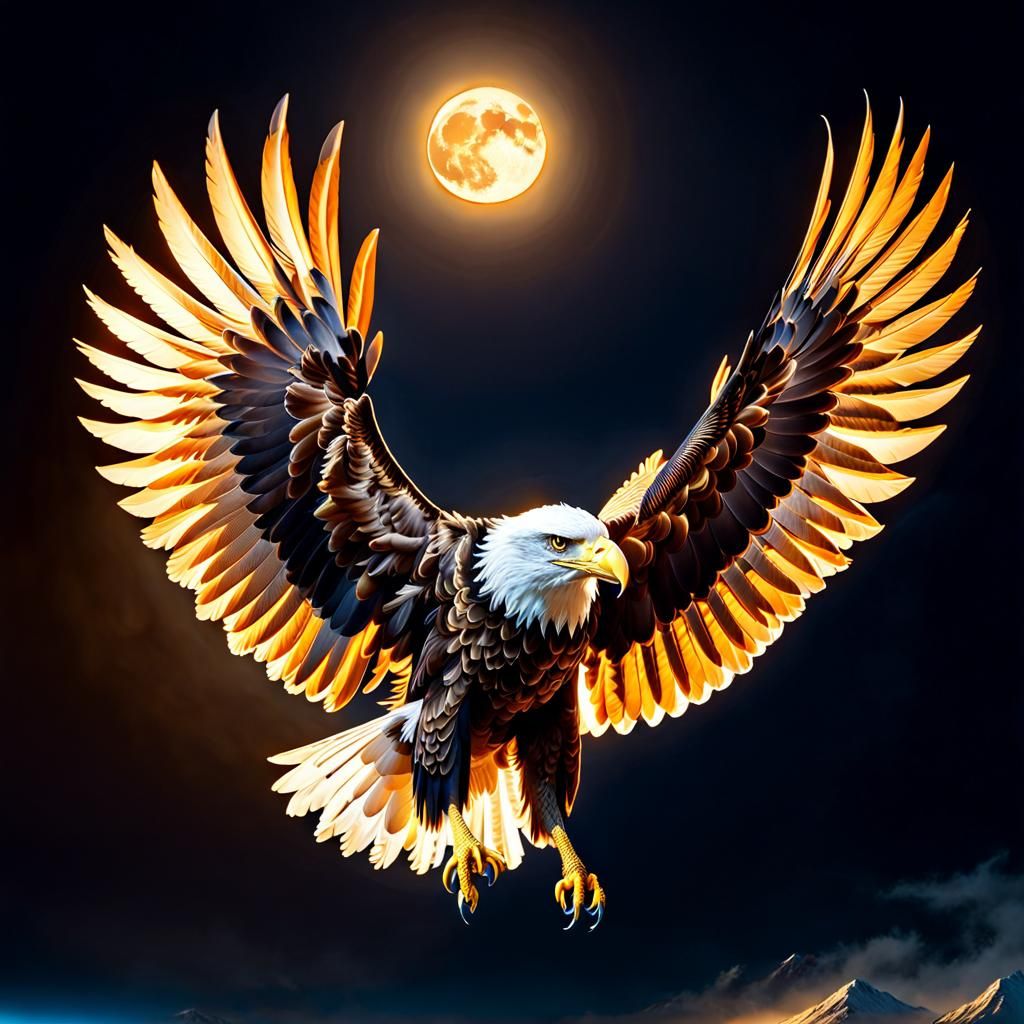 A Beautiful In-Flight Eagle, Full Wingspan.