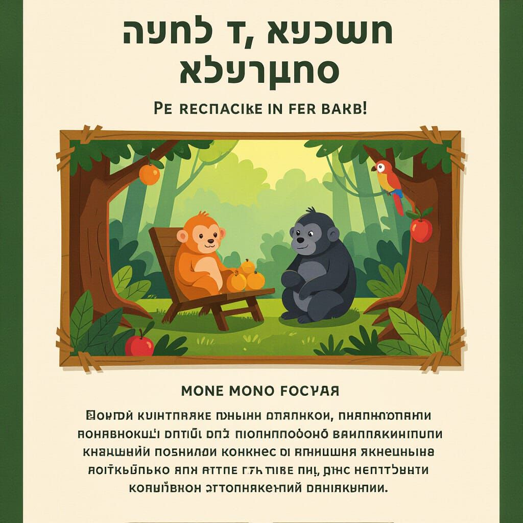 Jungle Rocking Chair with Monkeys and Tropical Fruits