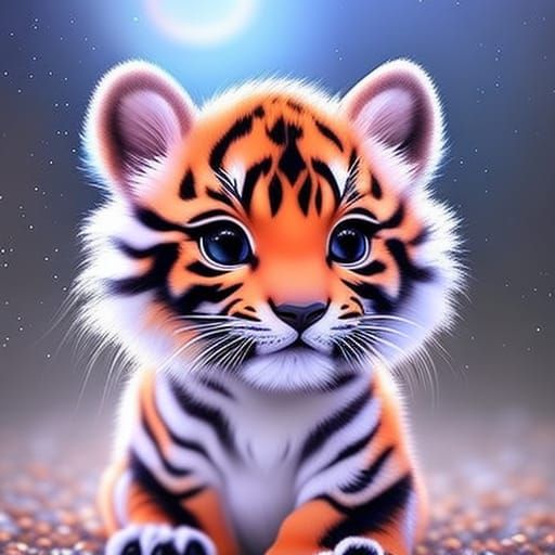 onlygrouse769 A cute tiger with a fairy under a red moon