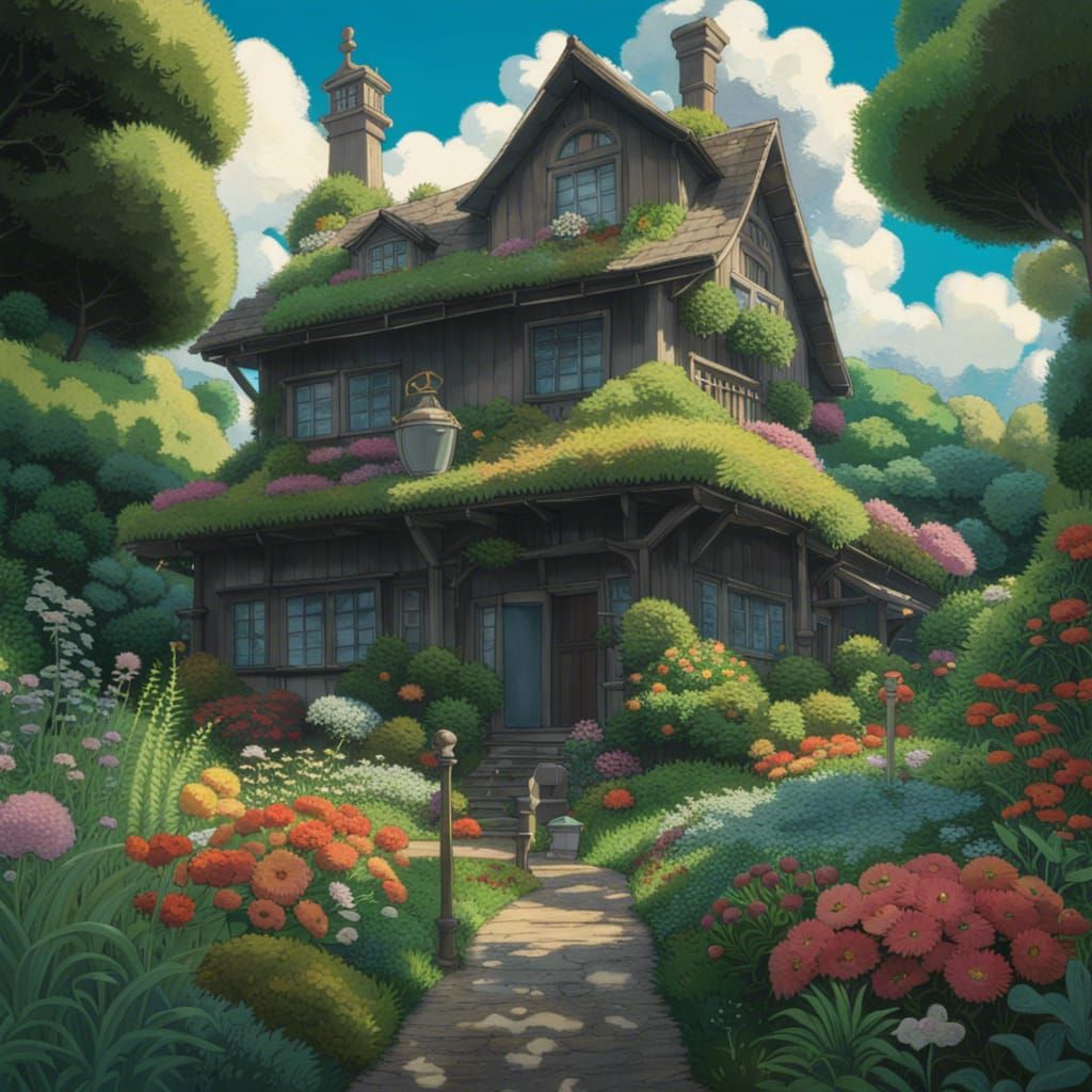 Studio Ghibli Style house - AI Generated Artwork - NightCafe Creator