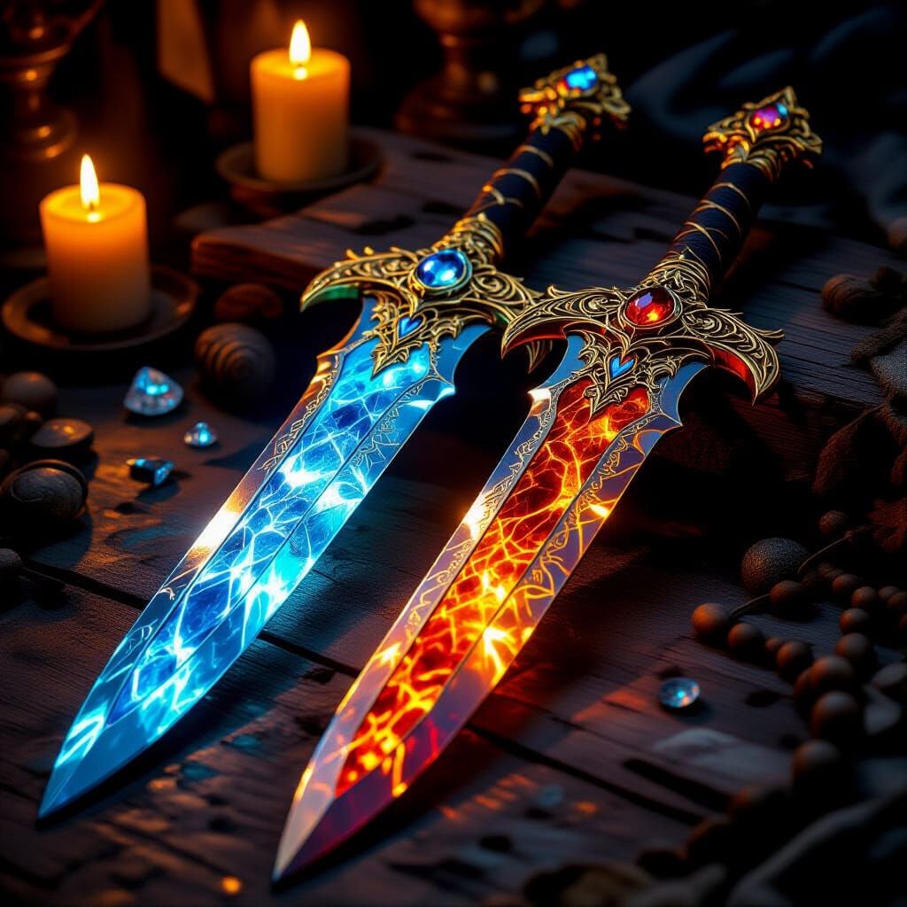 Flame-Tongue & Icingdeath Swords  by @Candybar