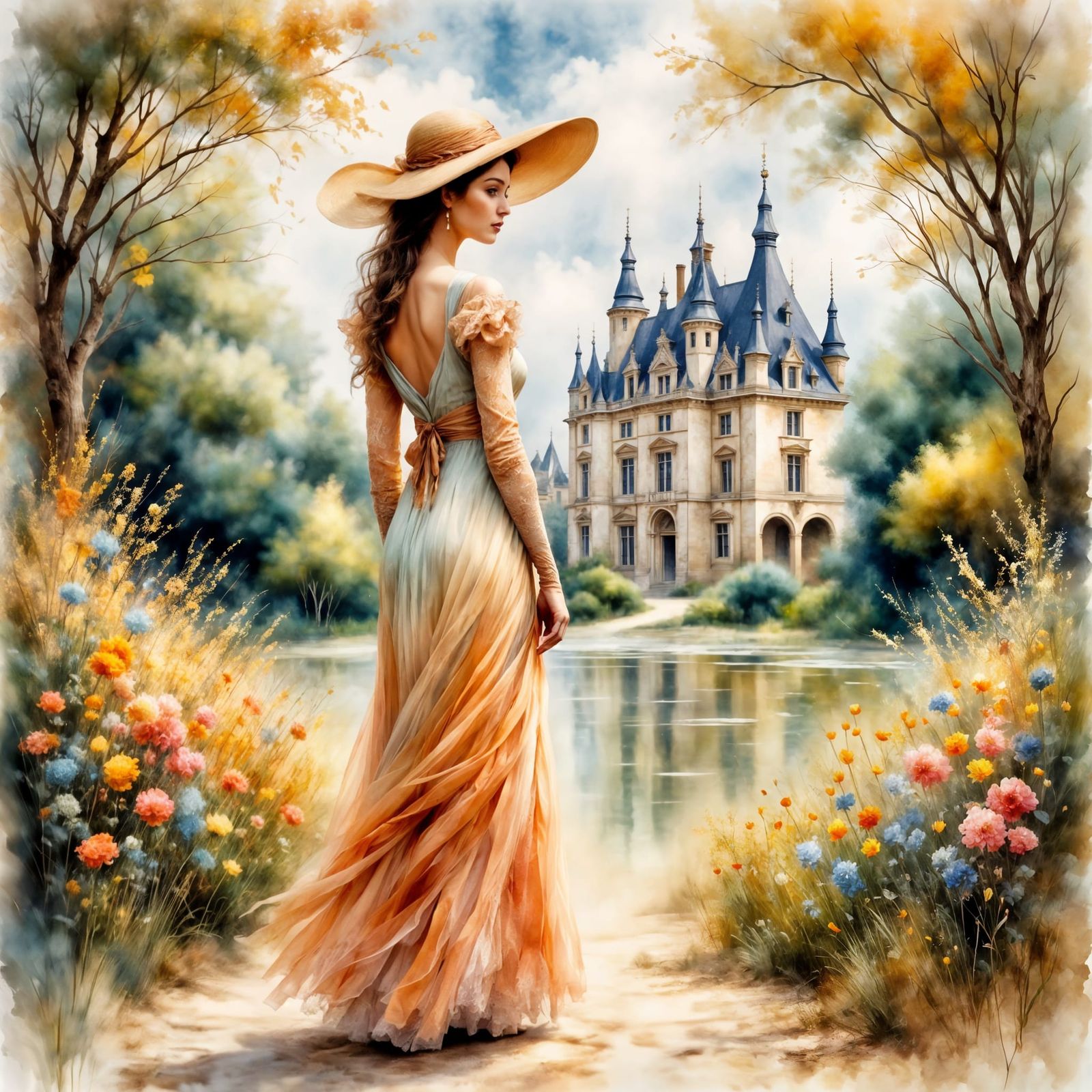 Romantic ballad in the gardens of the castle 2  by @EliArt
