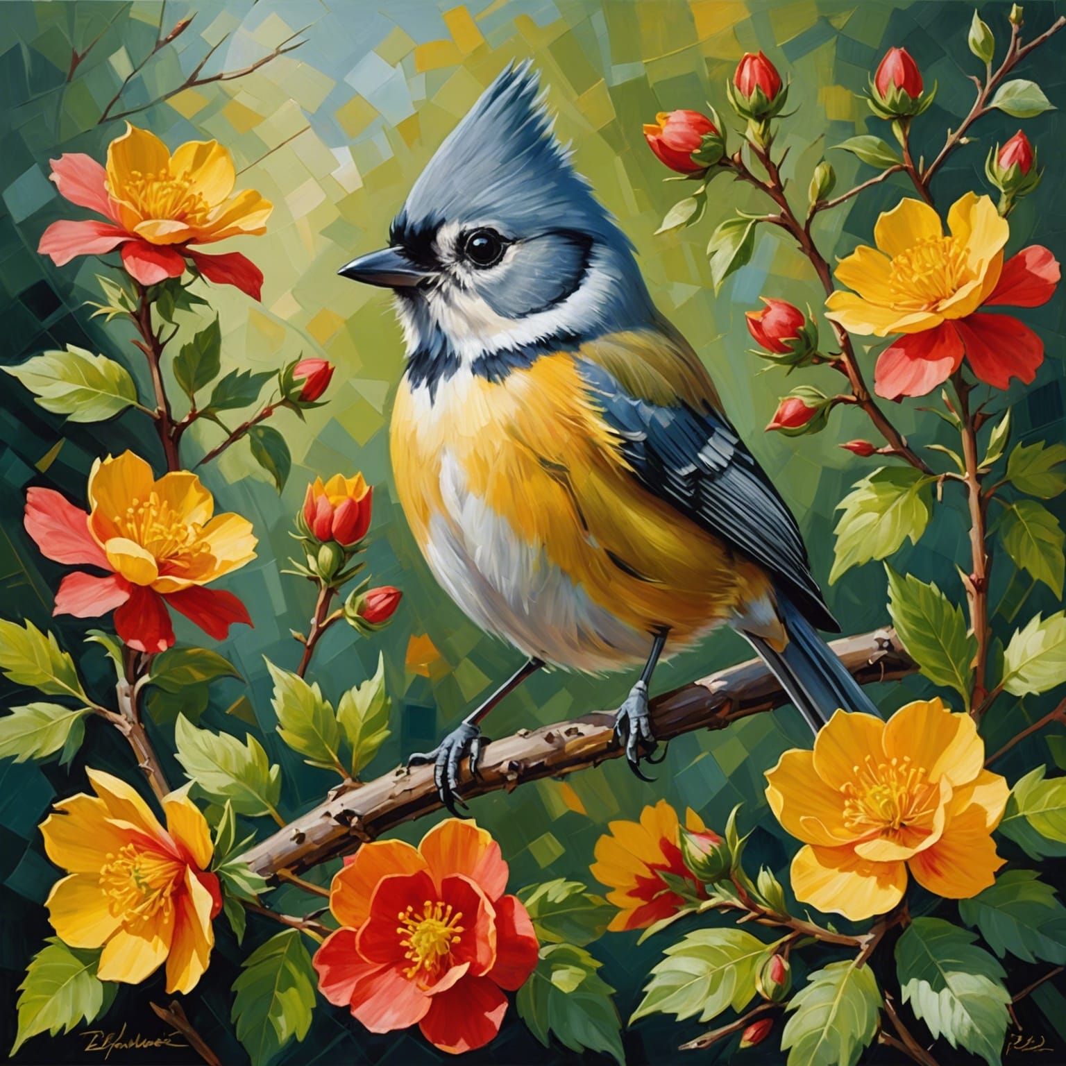 A colorful portrait of a titmouse  by @axelb