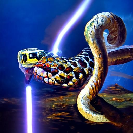 snake with laser beams