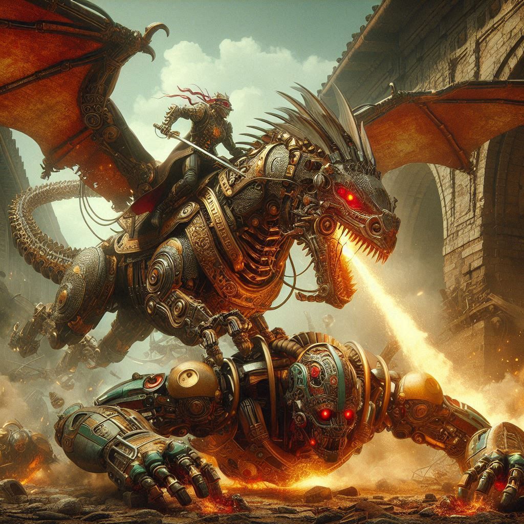 Steampunk Dragon Rider Vs Battle Mech