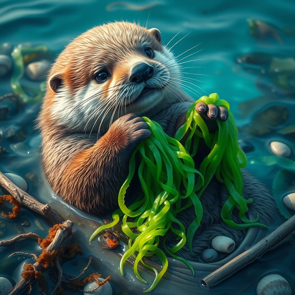 Joyful Sea Otter Amidst Oceanic Wonders