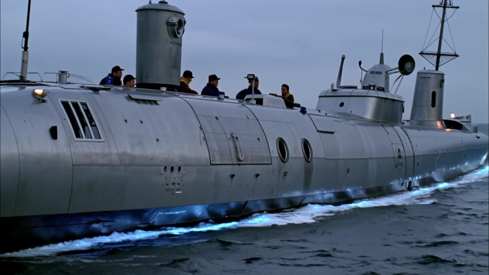 A soviet nuclear submarine encounters a mossasarus