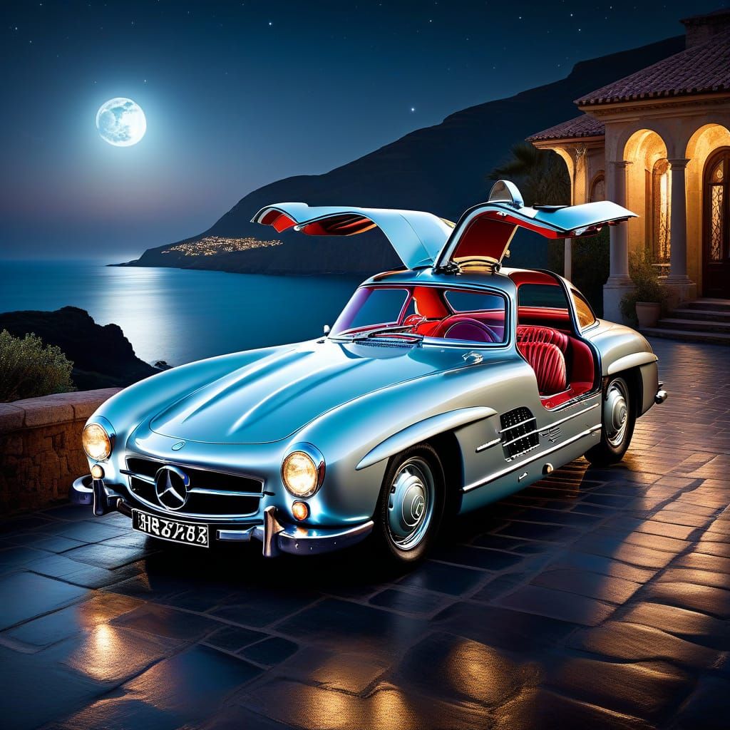 1957 Mercedes-Benz with gullwing doors 300 SL (W 198) with doors open