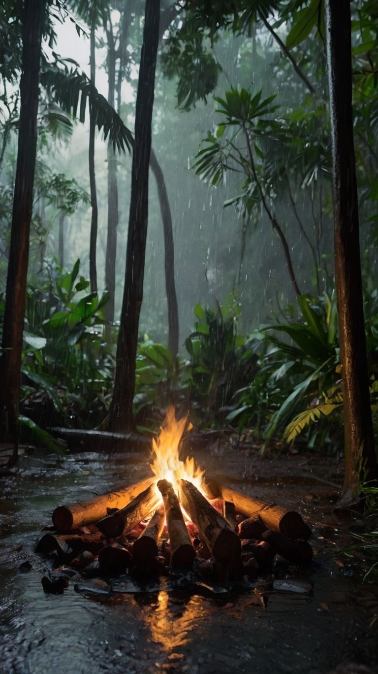 Rain forest in the middle of the night