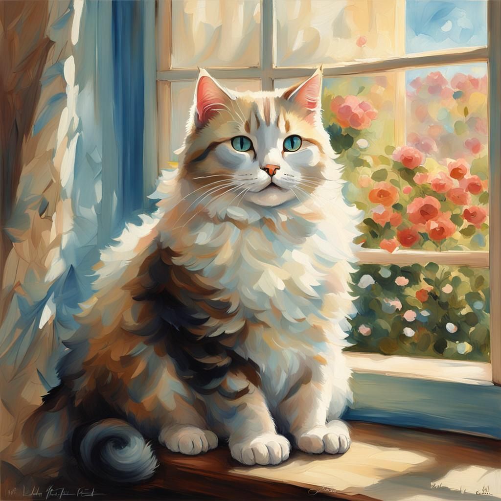 A chubby, cute cat