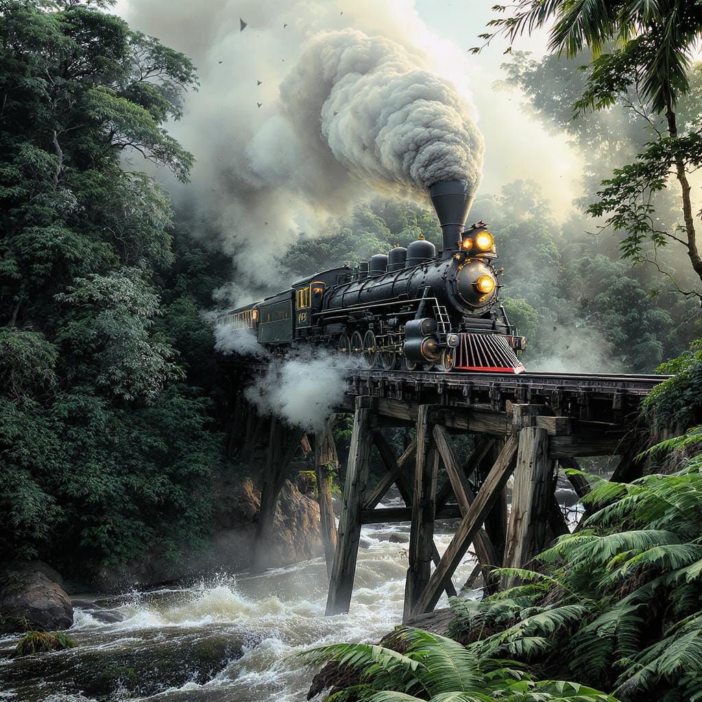 Steam Train Through The Jungle