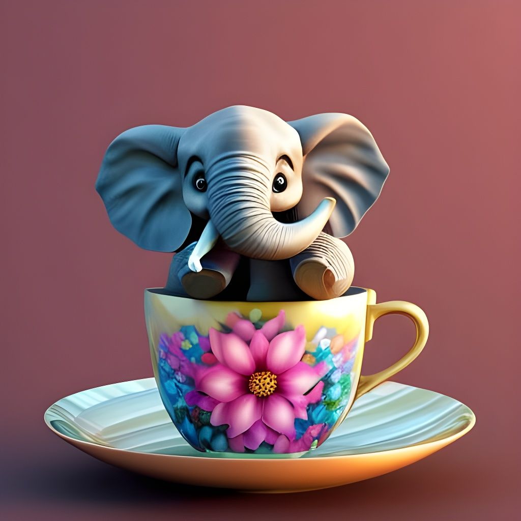 baby elephant in a teacup AI Generated Artwork NightCafe Creator