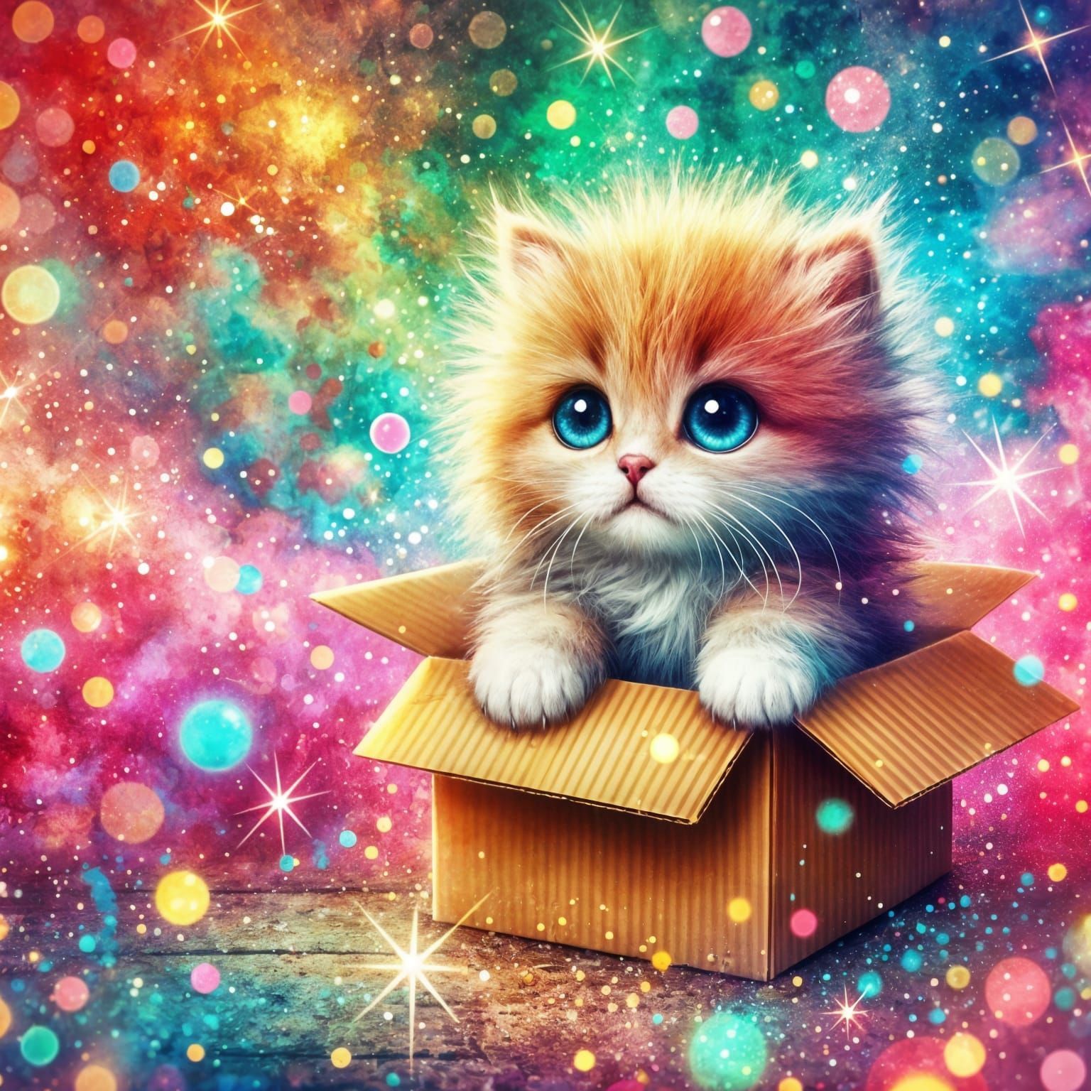 Cat coming out of a cardboard box