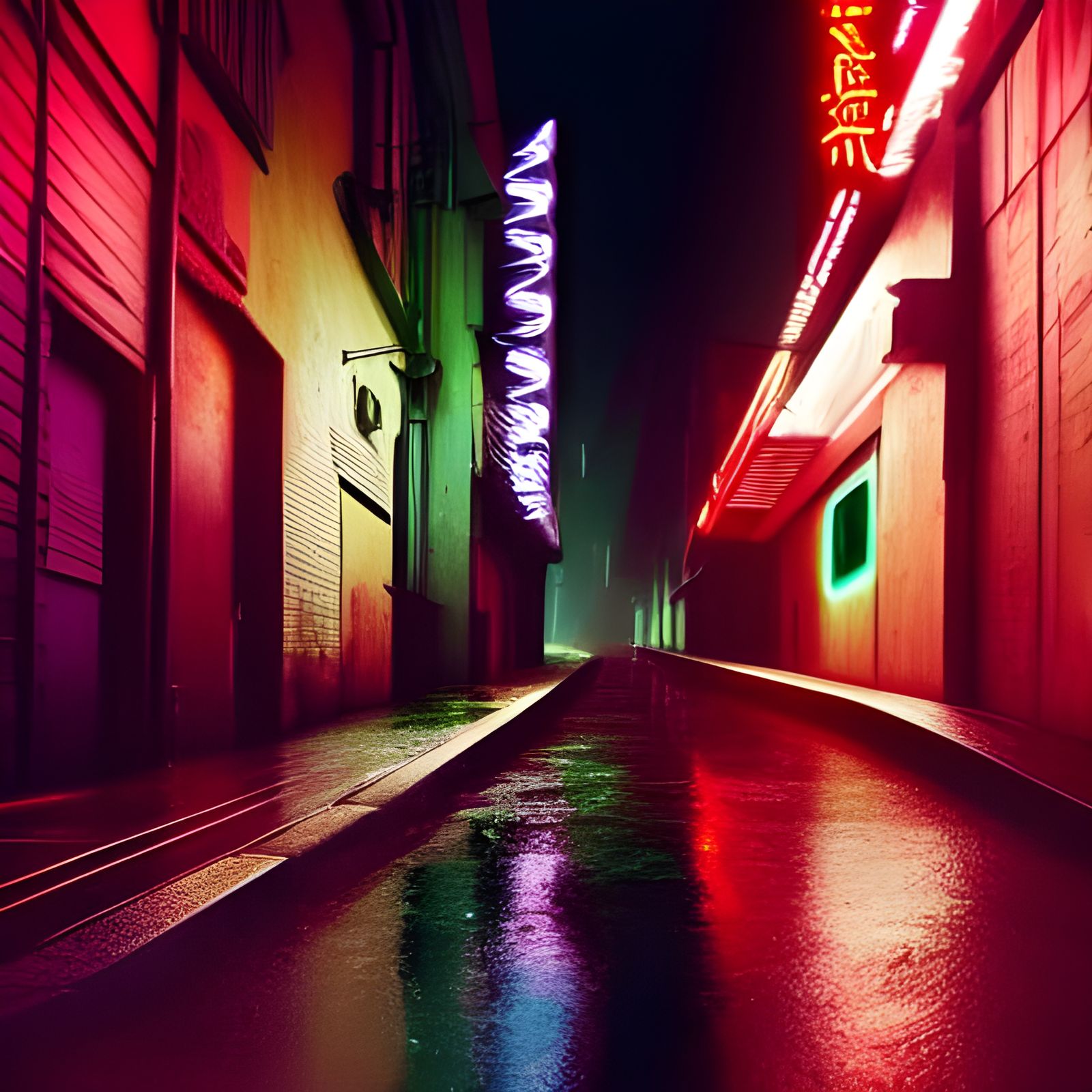 A rainy alleyway - AI Generated Artwork - NightCafe Creator