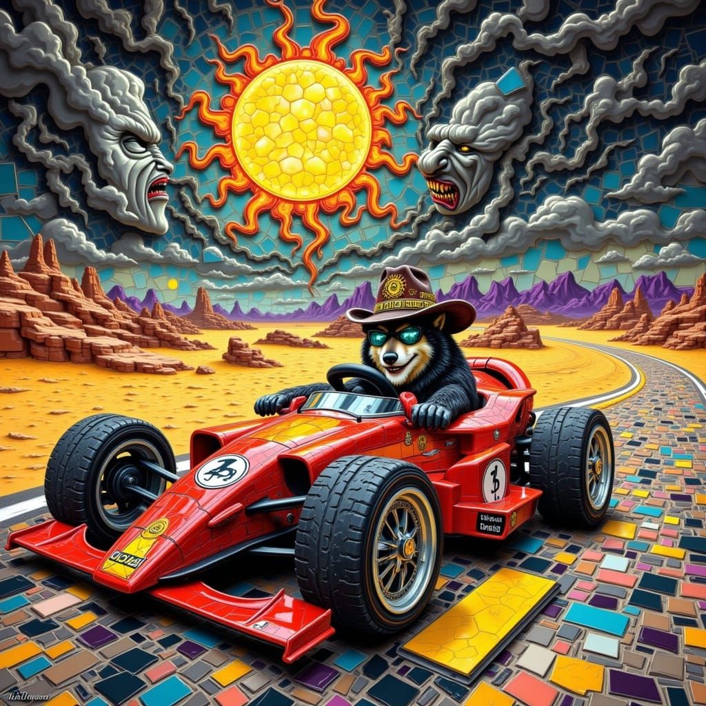 Wolf driving!!! Trippy!!! 