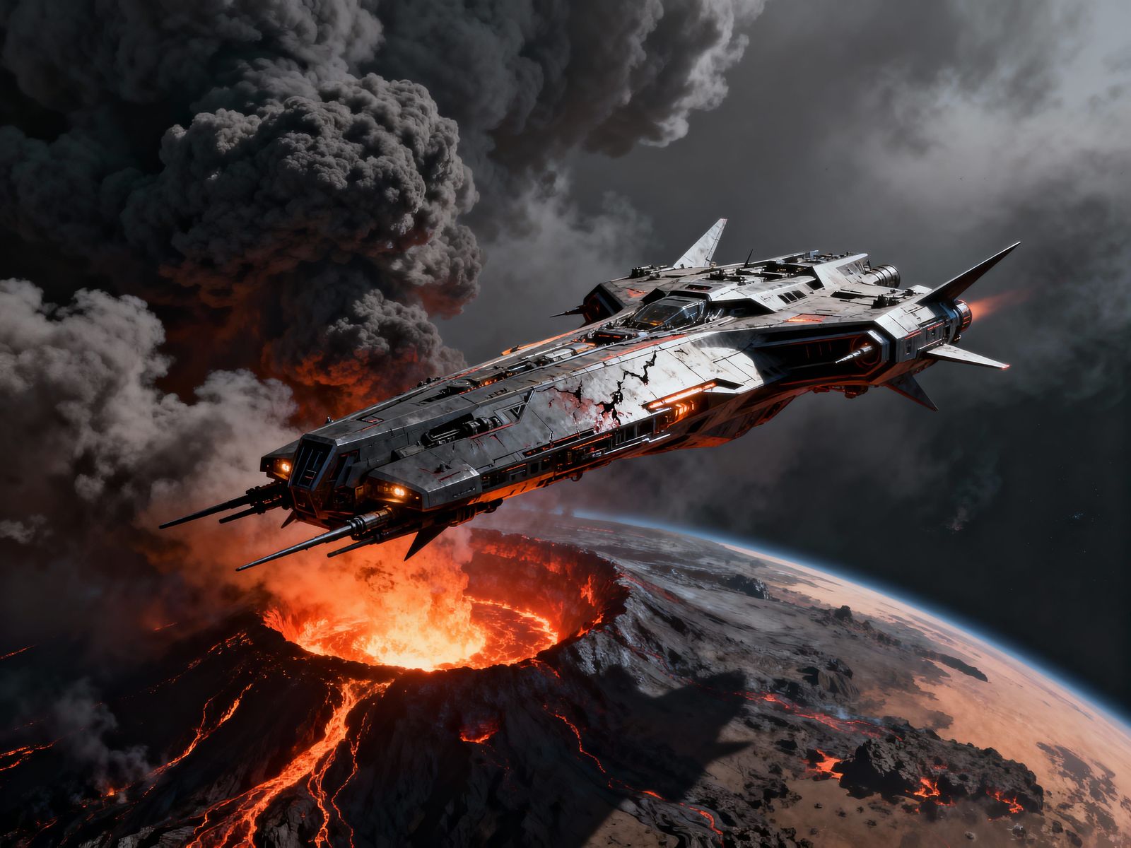 Spaceship in low orbit  by @Gezgin The Wanderer