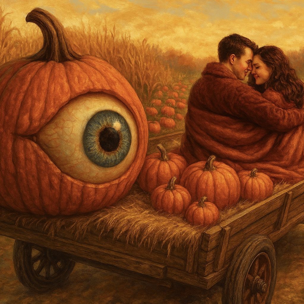 autumnal surreal eyeball pumpkin