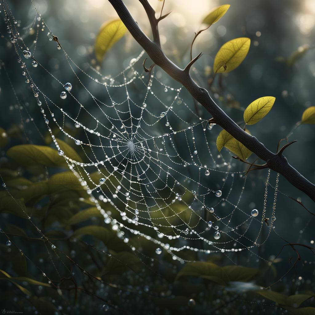 Spiderweb Dewdrops  by @PhrozenExodus