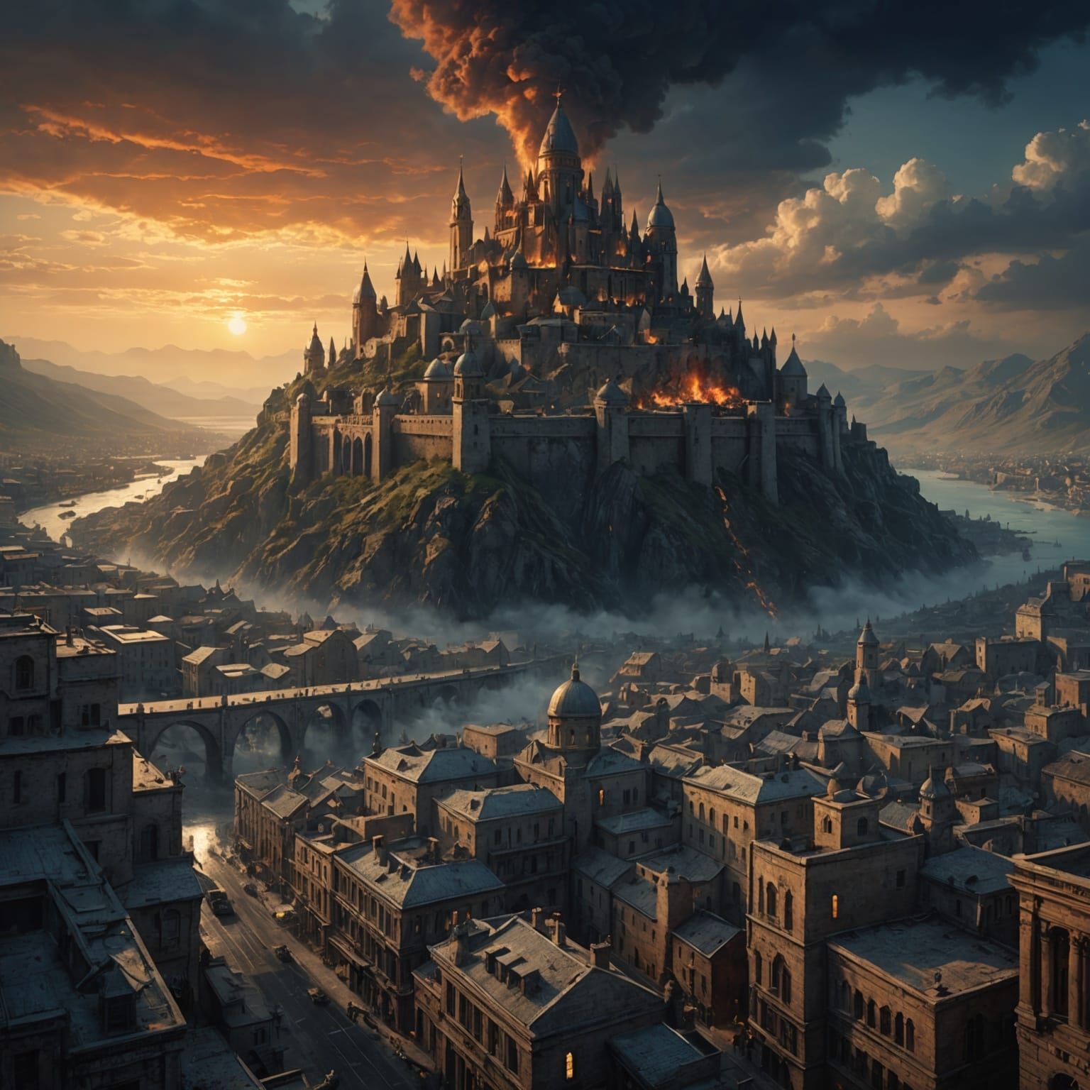 Cats Gracefully Lapping Milk: Cinematic Digital Painting