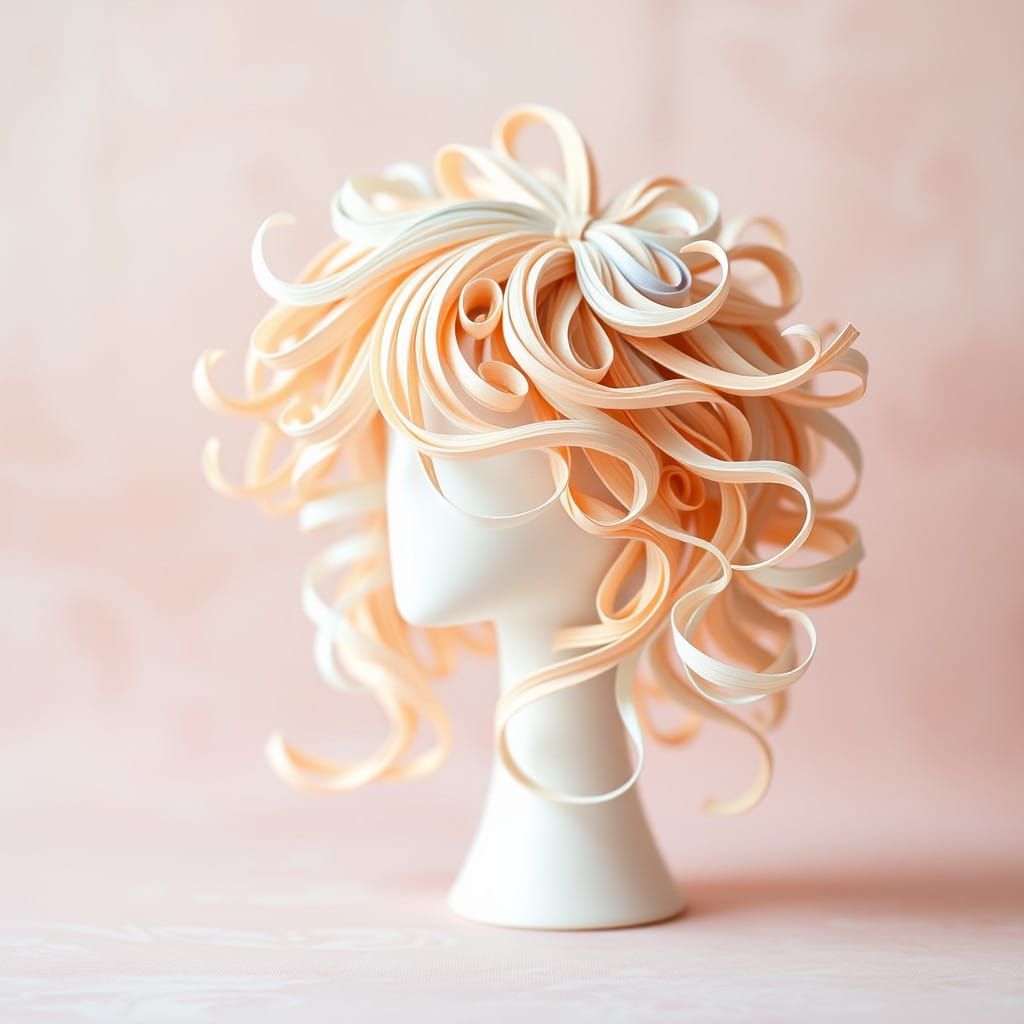Ethereal Quilled Wig in Antique Pink Background