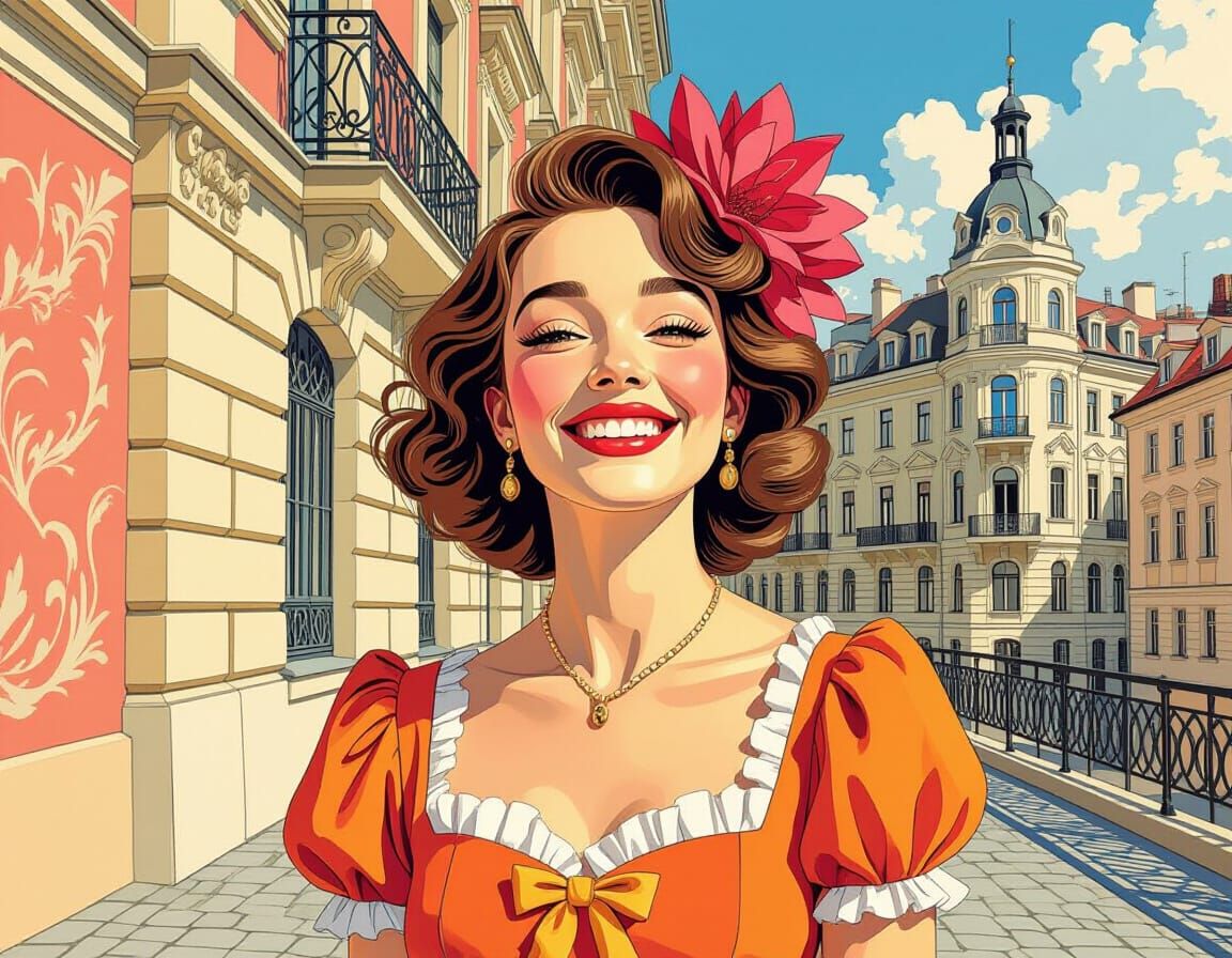 Very happy, smiling for the hot good weather in October, Kandinsky Julia Pott Steven Belledin art nouveau rococo archite...