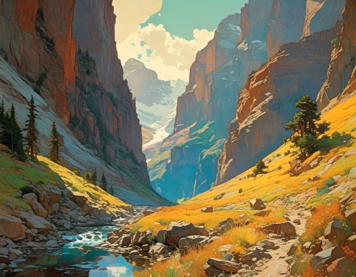 <lora:Liminal Lacquer:1.0>beautiful, perfect, refined landscape, triadic colors, luminescent, photorealistic; maximalist :: J.C. Leyendecker...