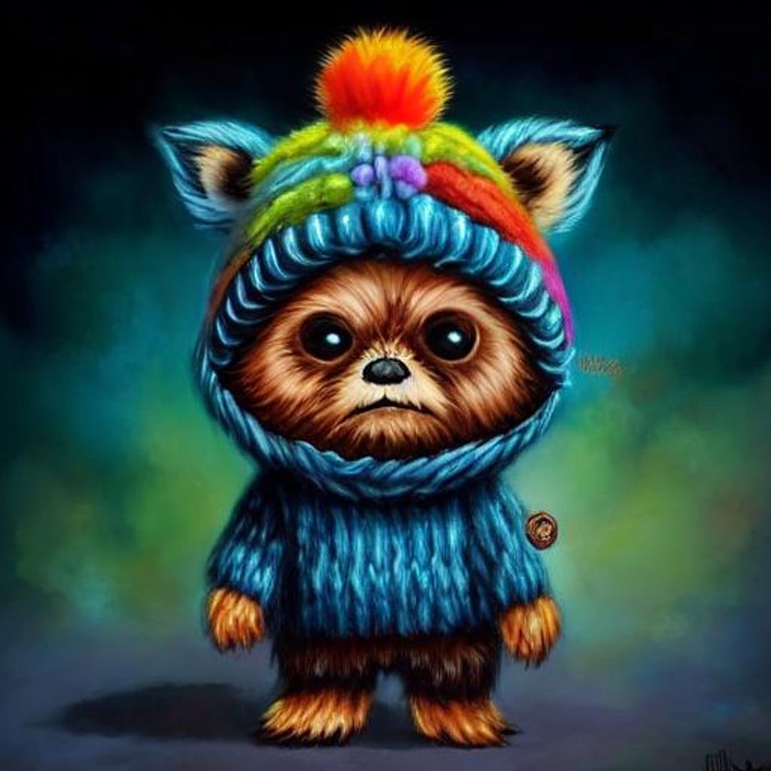 Cute And Fluffy Tiny Baby Ewok Wearing A Colorful Hat By Andy Kehoe And 