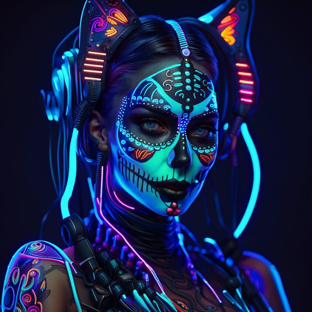 Cyberpunk Catrina 3 Ai Generated Artwork Nightcafe Creator 4288