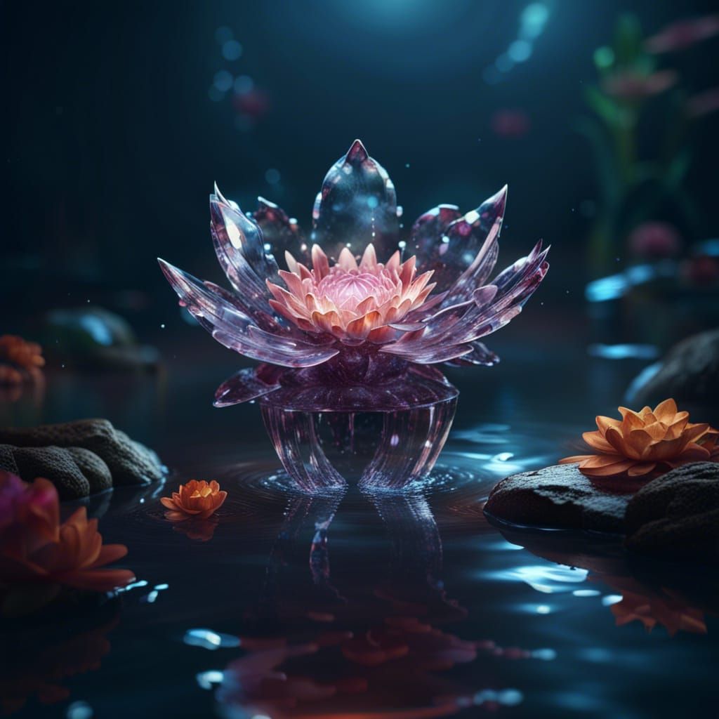 Crystal flower floating in water  by @Mermaid 