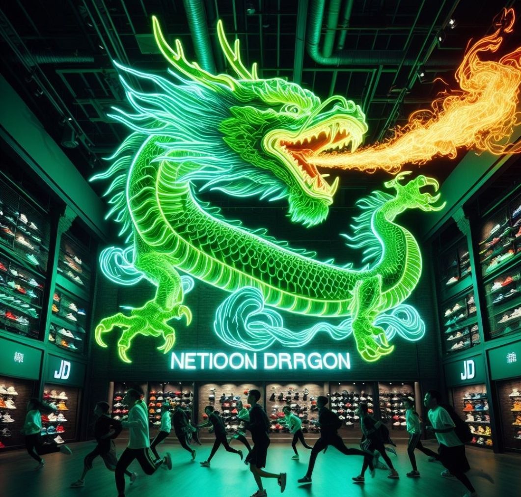 Dragon blowing fire in jd sports