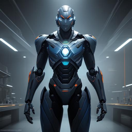 Advanced Robot in Futuristic Lab Matte Painting