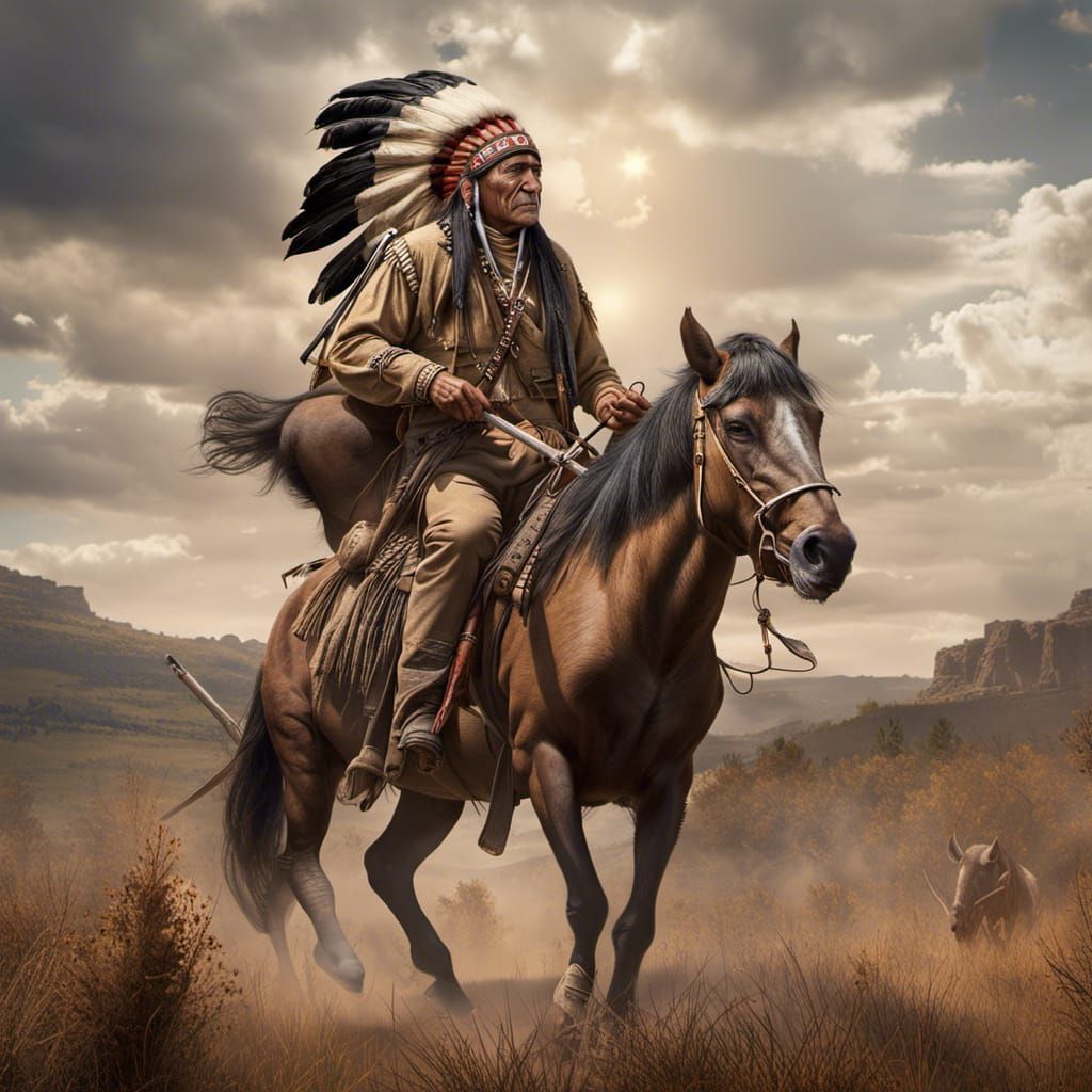 Indian Chief Sitting Bull - Ai Generated Artwork - Nightcafe Creator