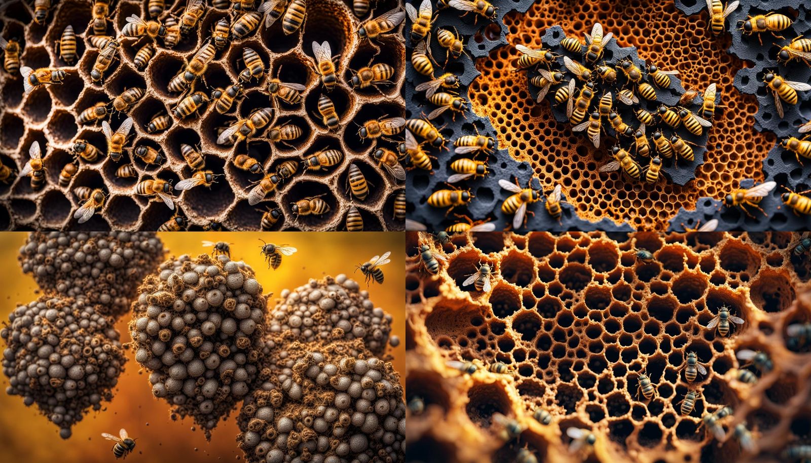 Intricate bee nests. A map like image of bee's home Hyperrealistic, splash art, concept art, mid ...