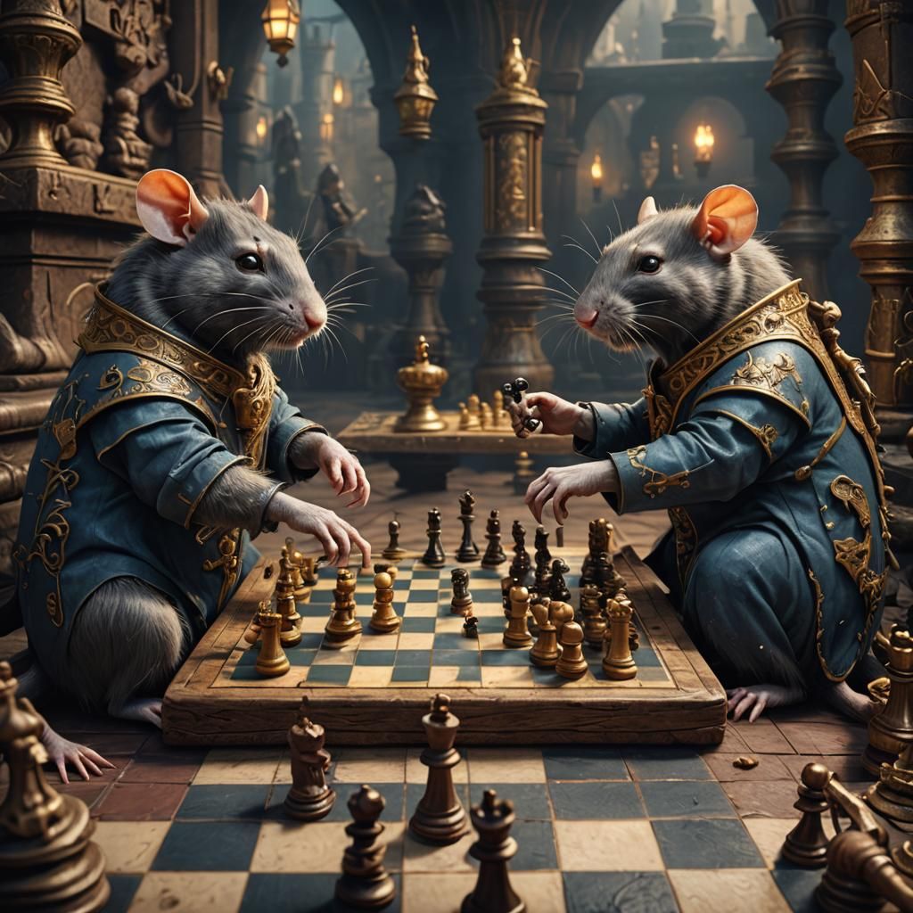 two rats playing chess
