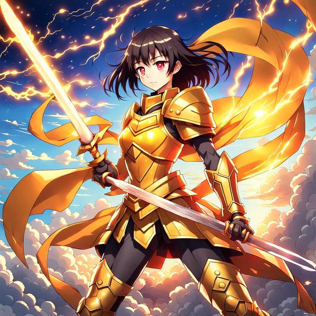 Full body female warrior in perfect figure with short black ...