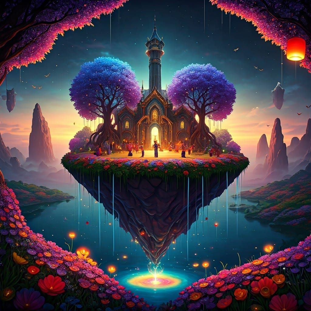 Enchanted Island of Dreams in a Celestial Galaxy