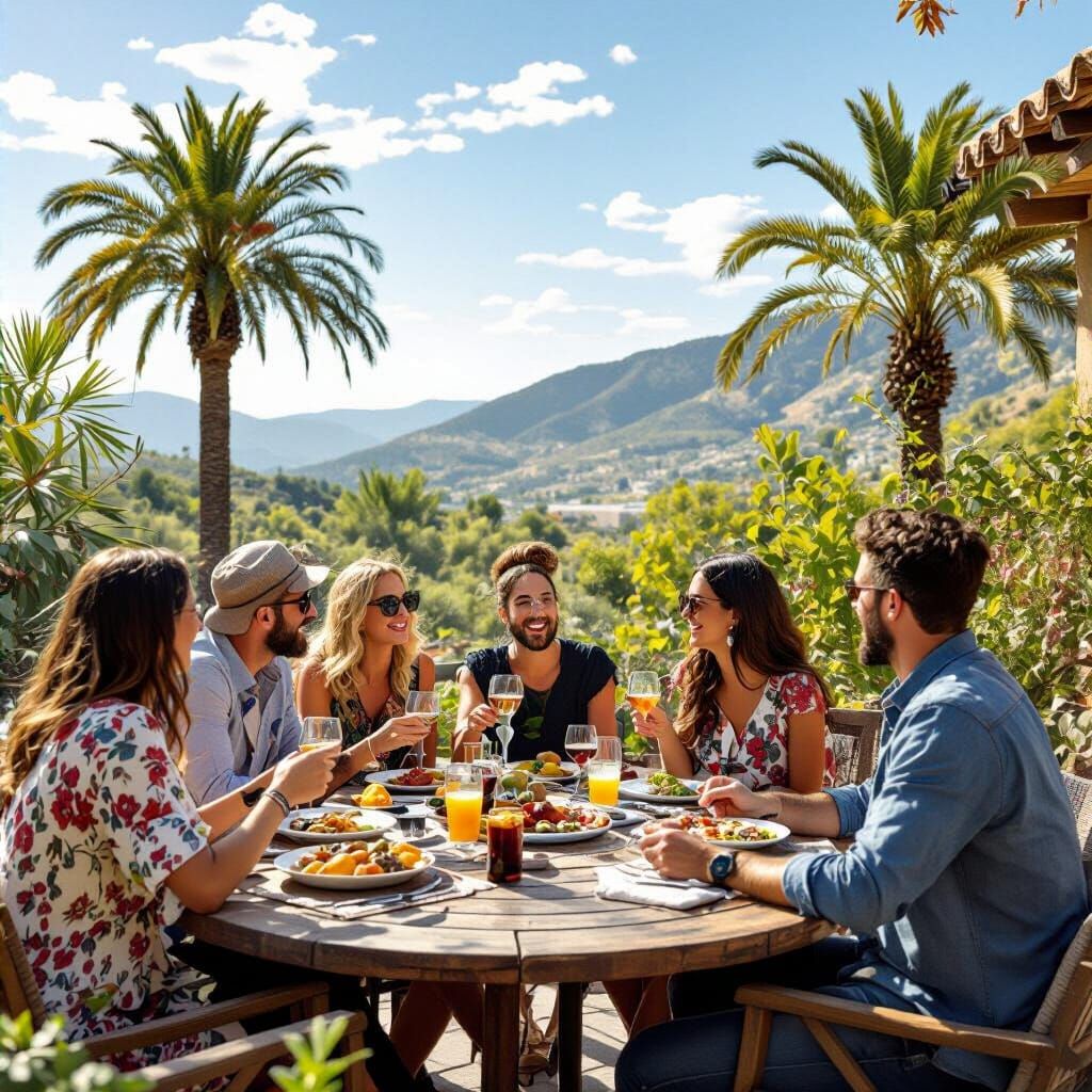 Colorful Forest Scene with Snake and Woman in Whimsical Styl...