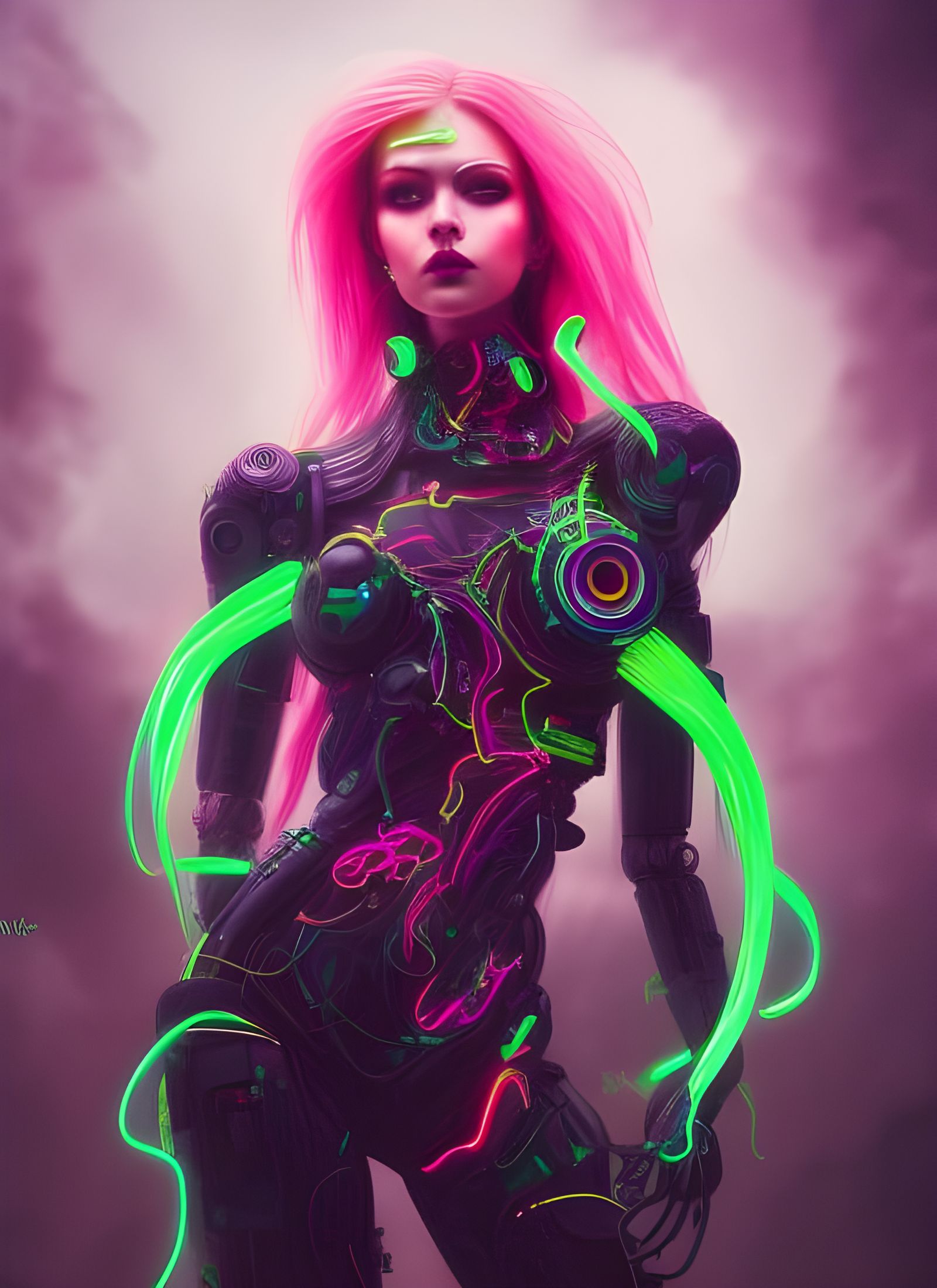 Hyper detailed cyberpunk girl, big - AI Photo Generator - starryai