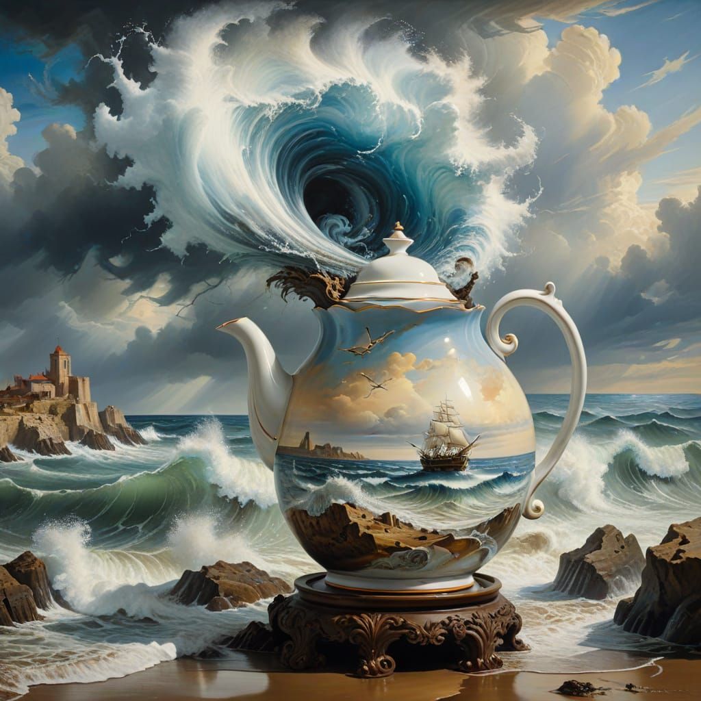 Surreal Tempest in Teapot by the Sea