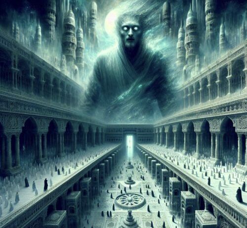 A very menacing otherworldly mysterious human like ghostly figure with sinister powers beyond mortal and alien understan...