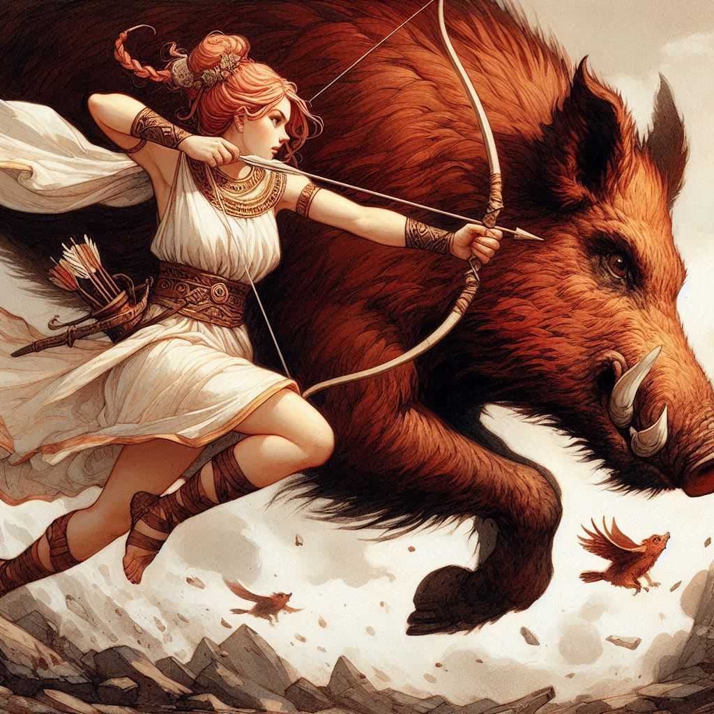 Atalanta hunts the Calydonian boar