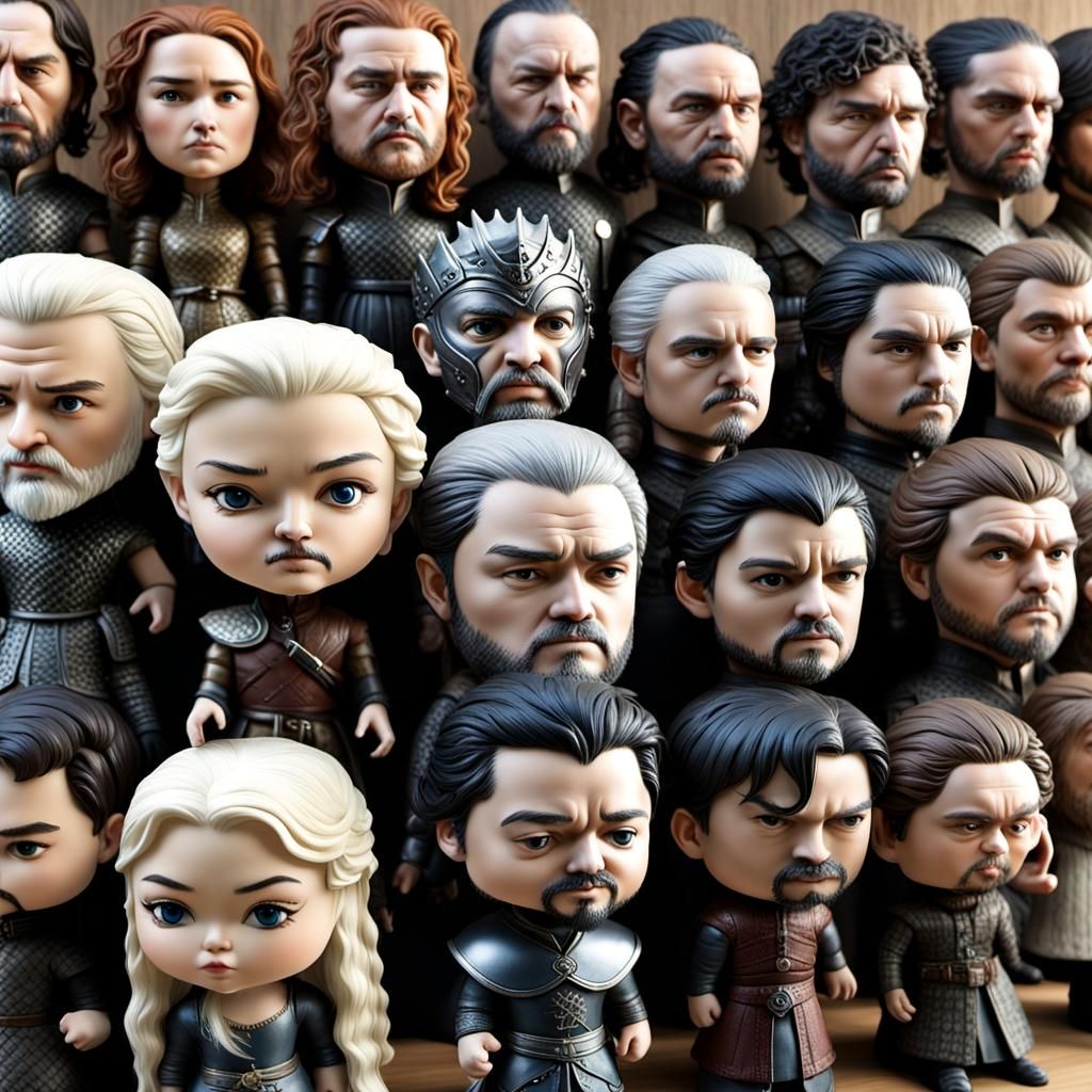 Bobble-head dolls of "The Game of Thrones" characters.