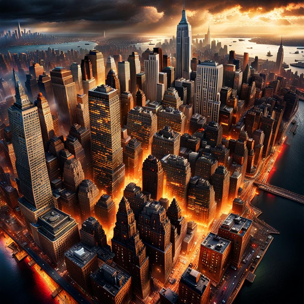 Hyperrealistic ILLUSTRATION: Manhattan