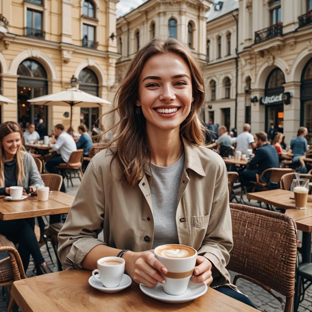 Hyper-realistic image of a beautiful Russian girl in casual,...